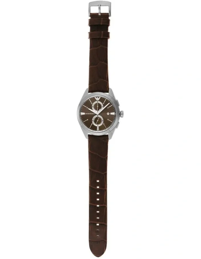 Emporio Armani Claudio Chronograph Brown Dial Brown Leather Strap Watch For Men - AR11482 - Image 5
